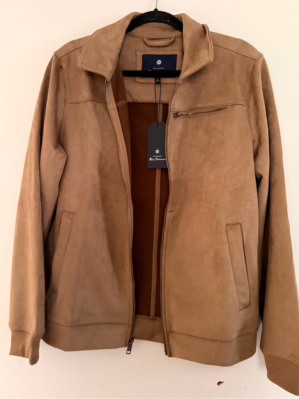 Ben Sherman Tan Suede-Style Bomber Jacket